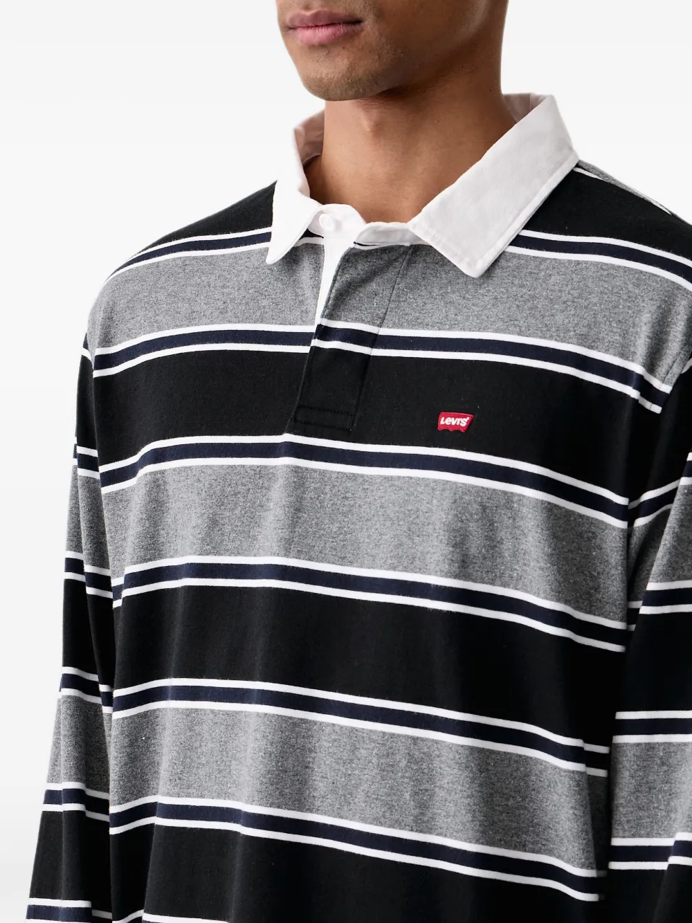 Levi's striped long-sleeve rugby polo shirt Zwart