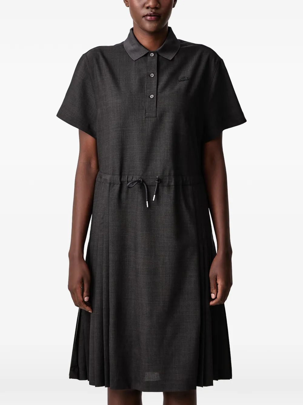 Lacoste wool blend pleated polo dress Grijs