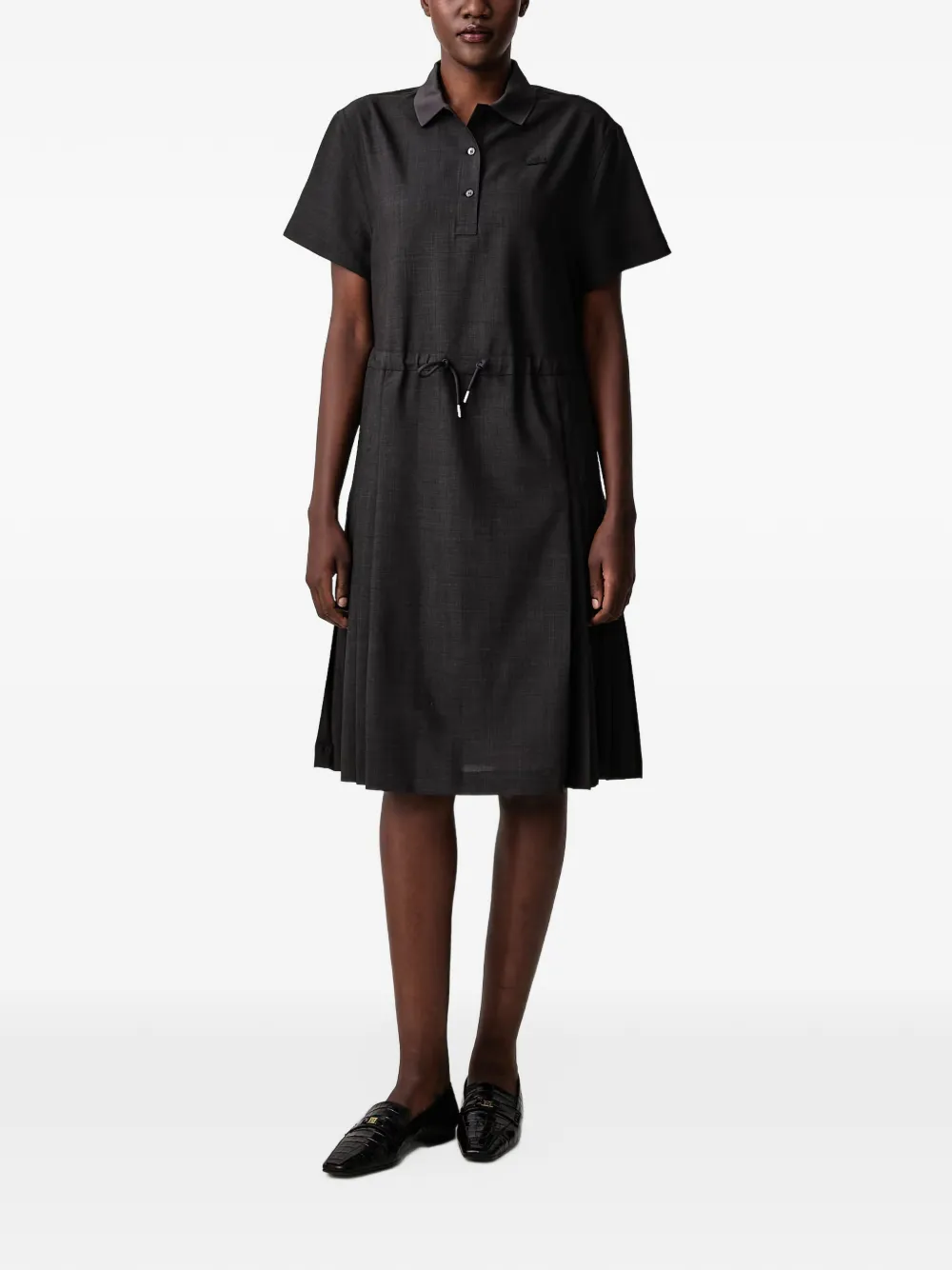 Lacoste wool blend pleated polo dress Grijs