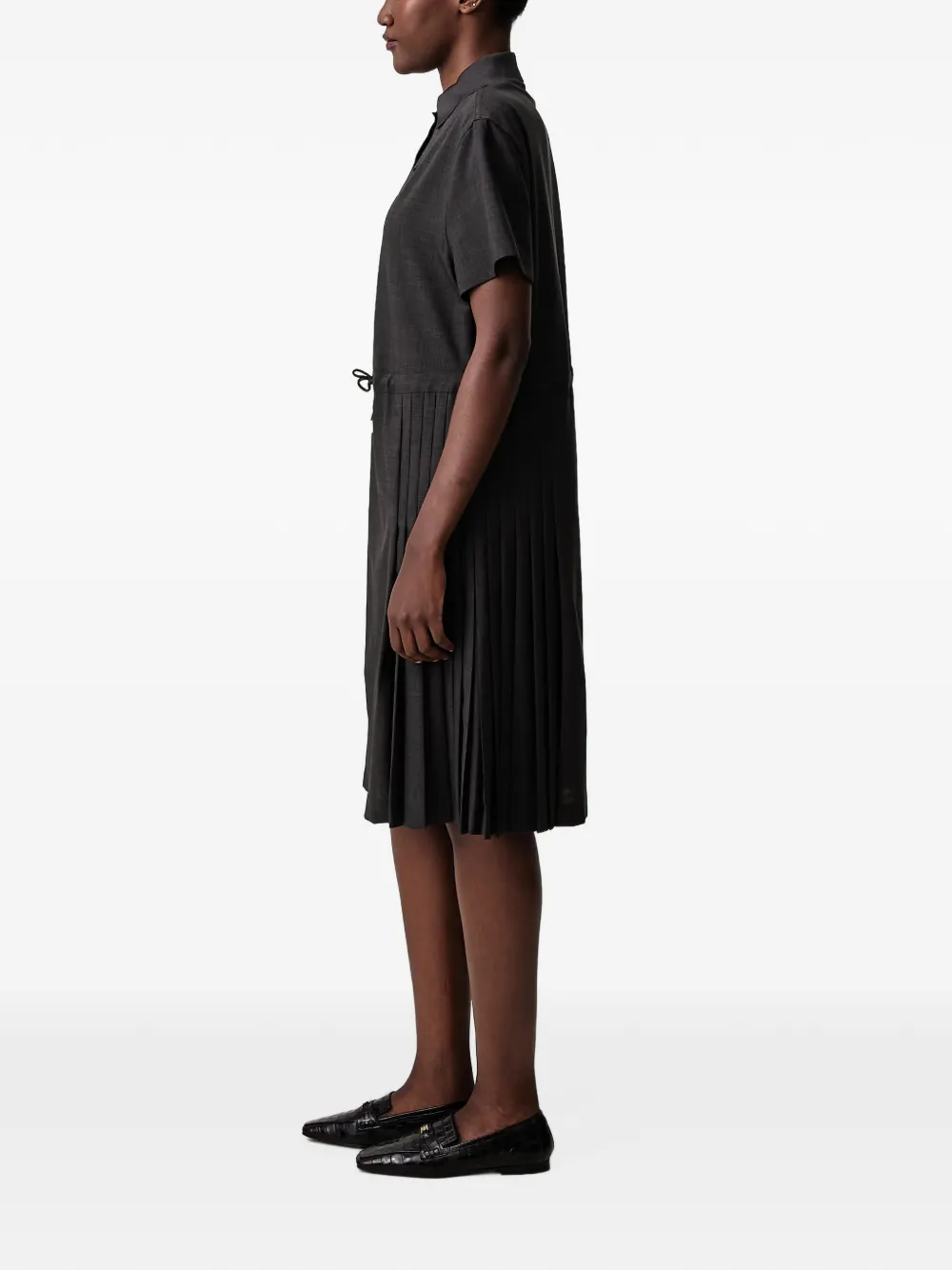 Lacoste wool blend pleated polo dress Grijs