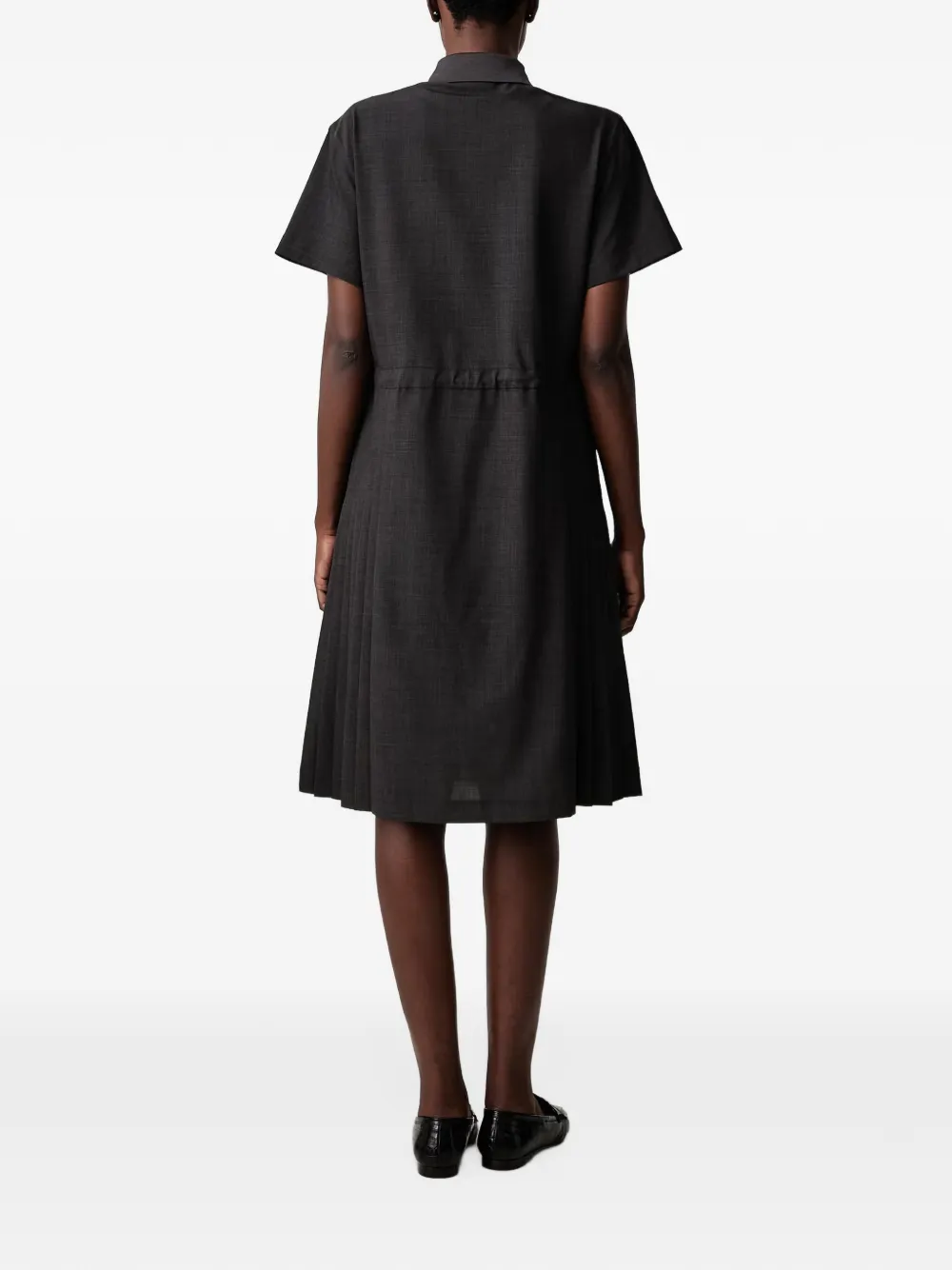 Lacoste wool blend pleated polo dress Grijs