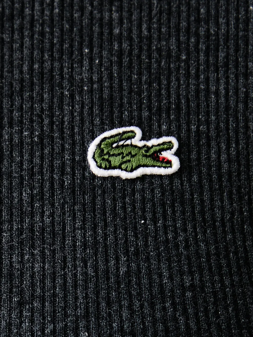 Lacoste Ribgebreid T-shirt met lange mouwen en logo-patch Grijs