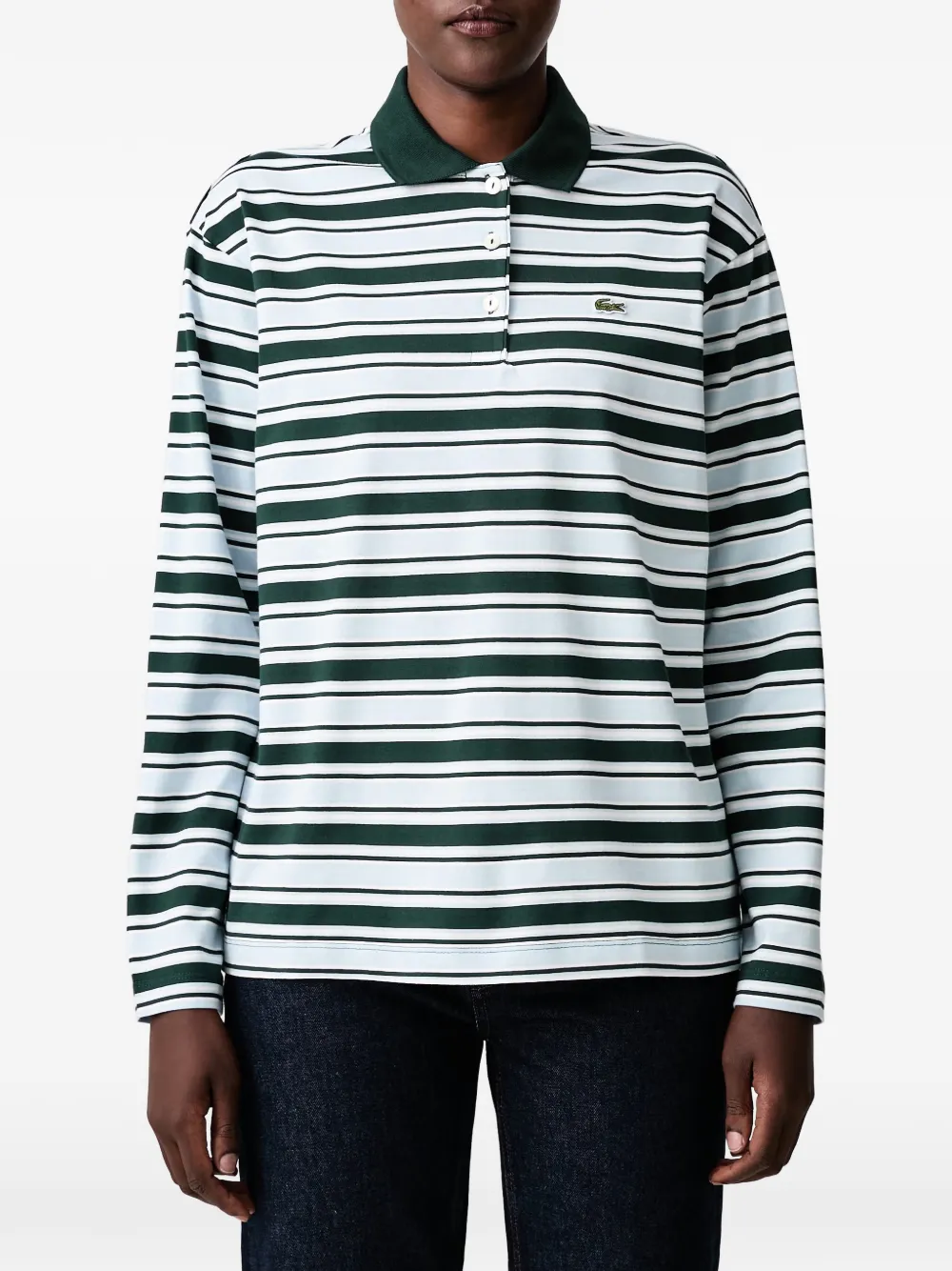 Lacoste oversized striped long-sleeved polo shirt - Verde