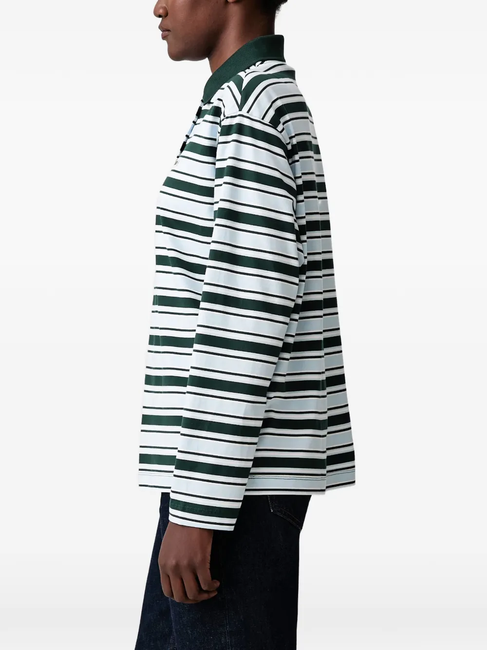 Lacoste oversized striped long-sleeved polo shirt Groen