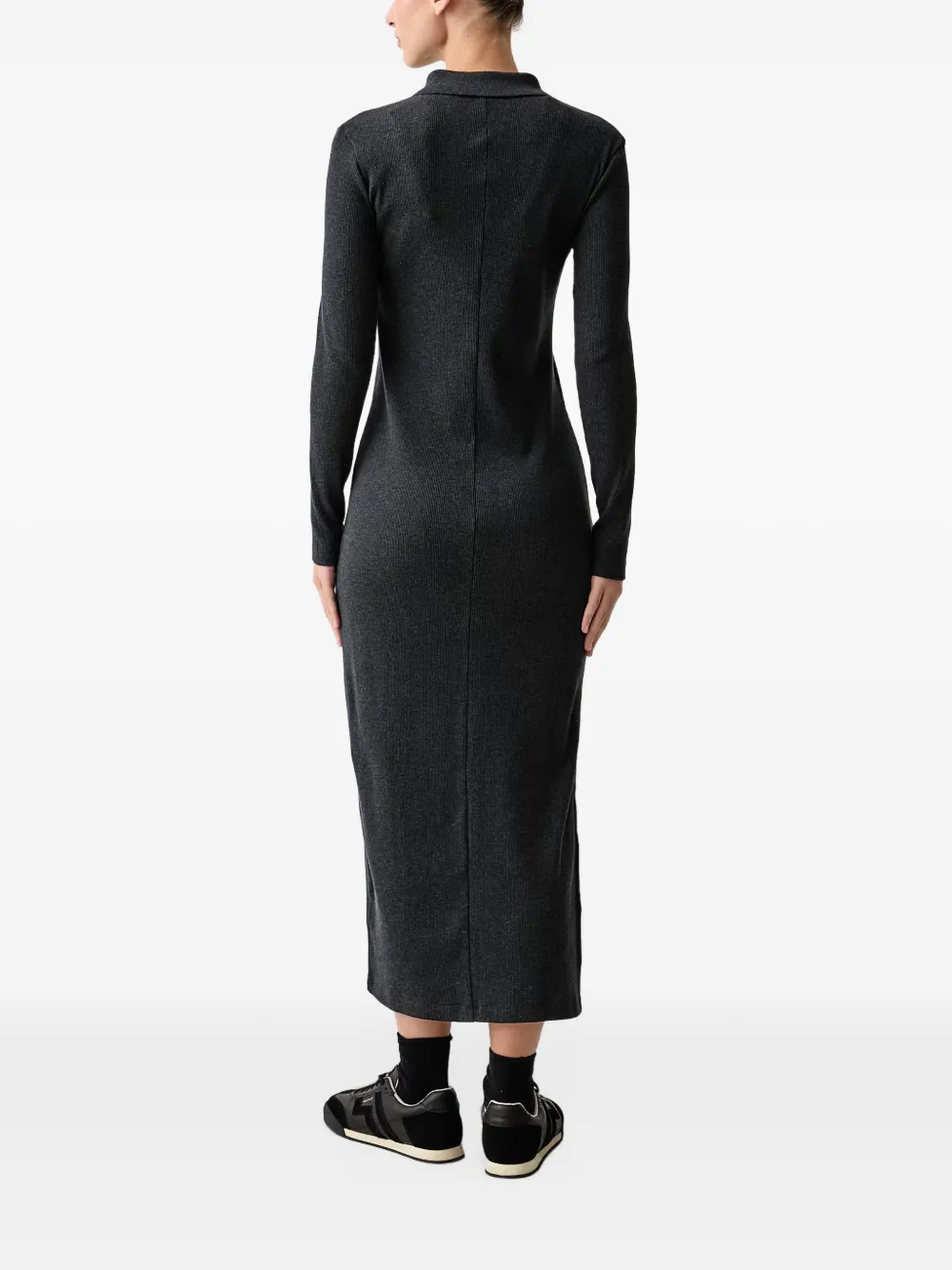Lacoste slim fit ribbed cotton polo collar dress Grijs