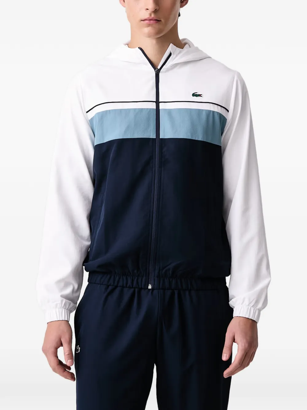 Lacoste colour-block hooded track pants Blauw