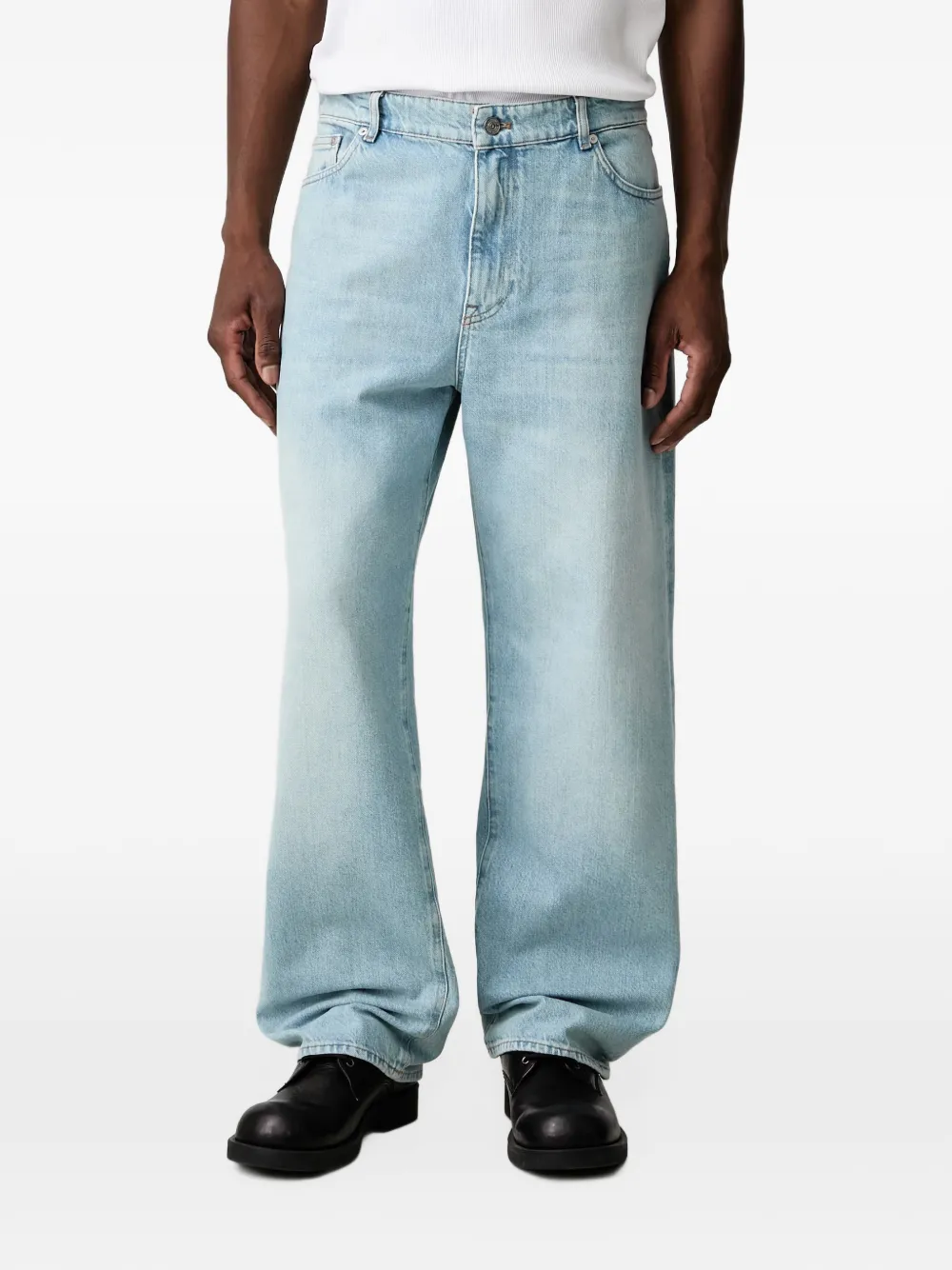 Lacoste loose fit denim jeans Blauw