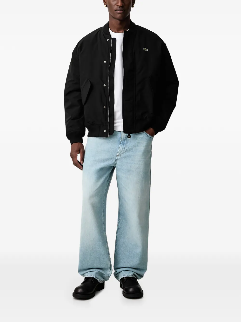 Lacoste loose fit denim jeans Blauw
