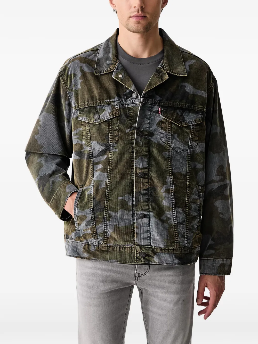Levi's camouflage-print corduroy jacket Groen