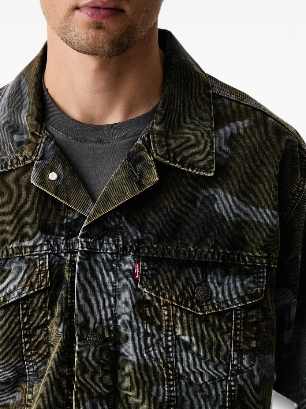 Levi's camouflage-print corduroy jacket Groen