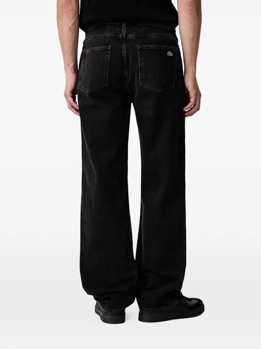 Lacoste 5-pocket straight cut indigo jeans Zwart