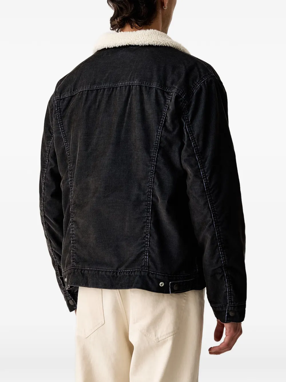 Levi's Type III corduroy shearling-collar trucker jacket Zwart
