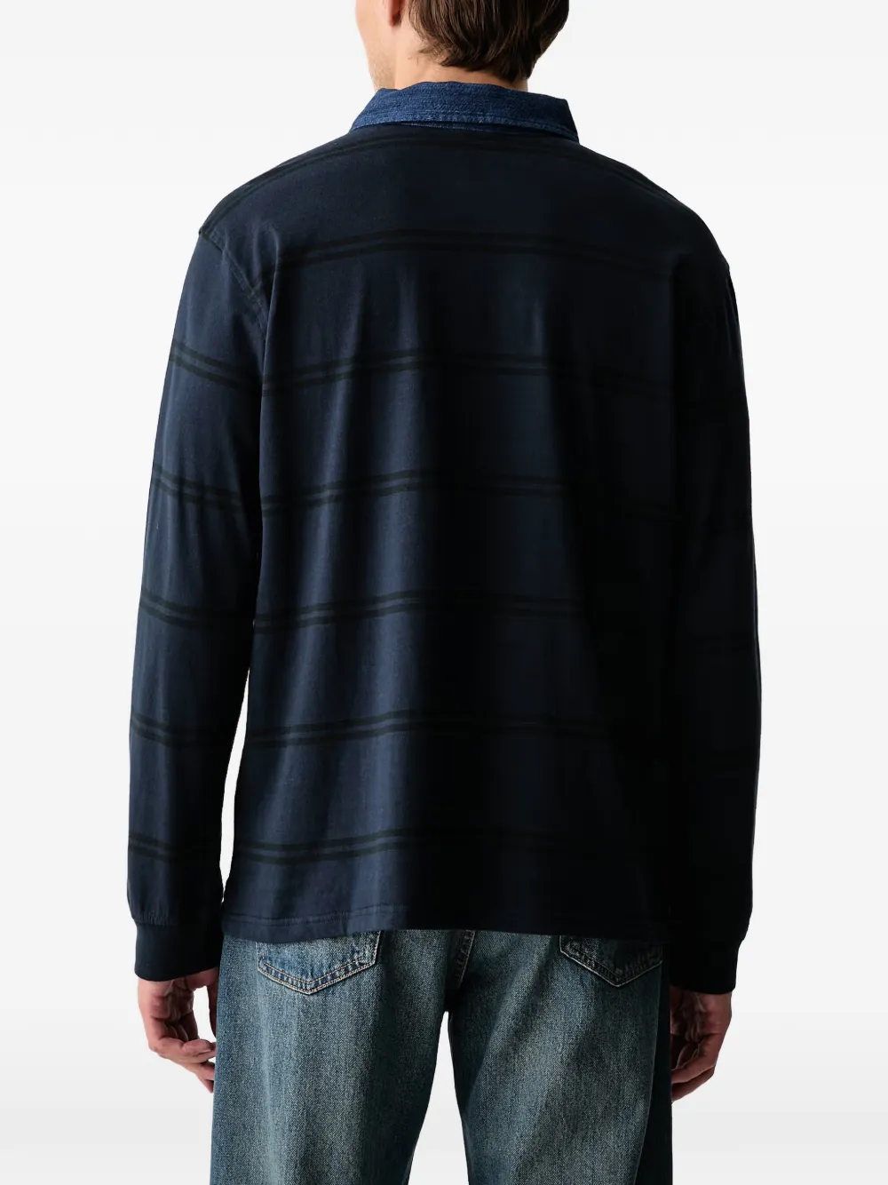 Levi's striped long-sleeve polo shirt Blauw