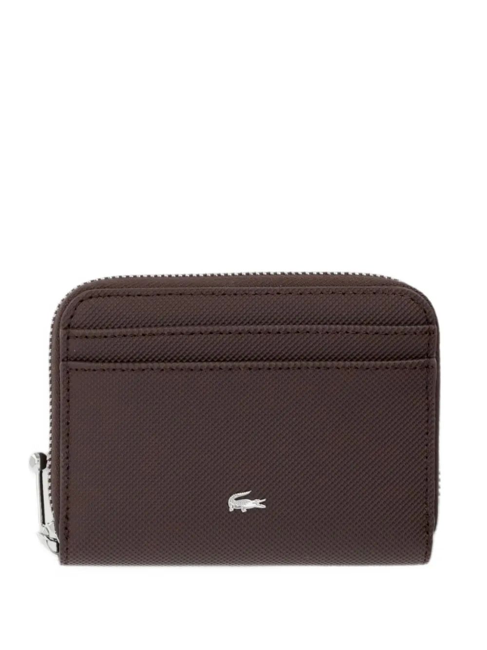 Lacoste small Daily City logo-plaque zip-around wallet - Marrone