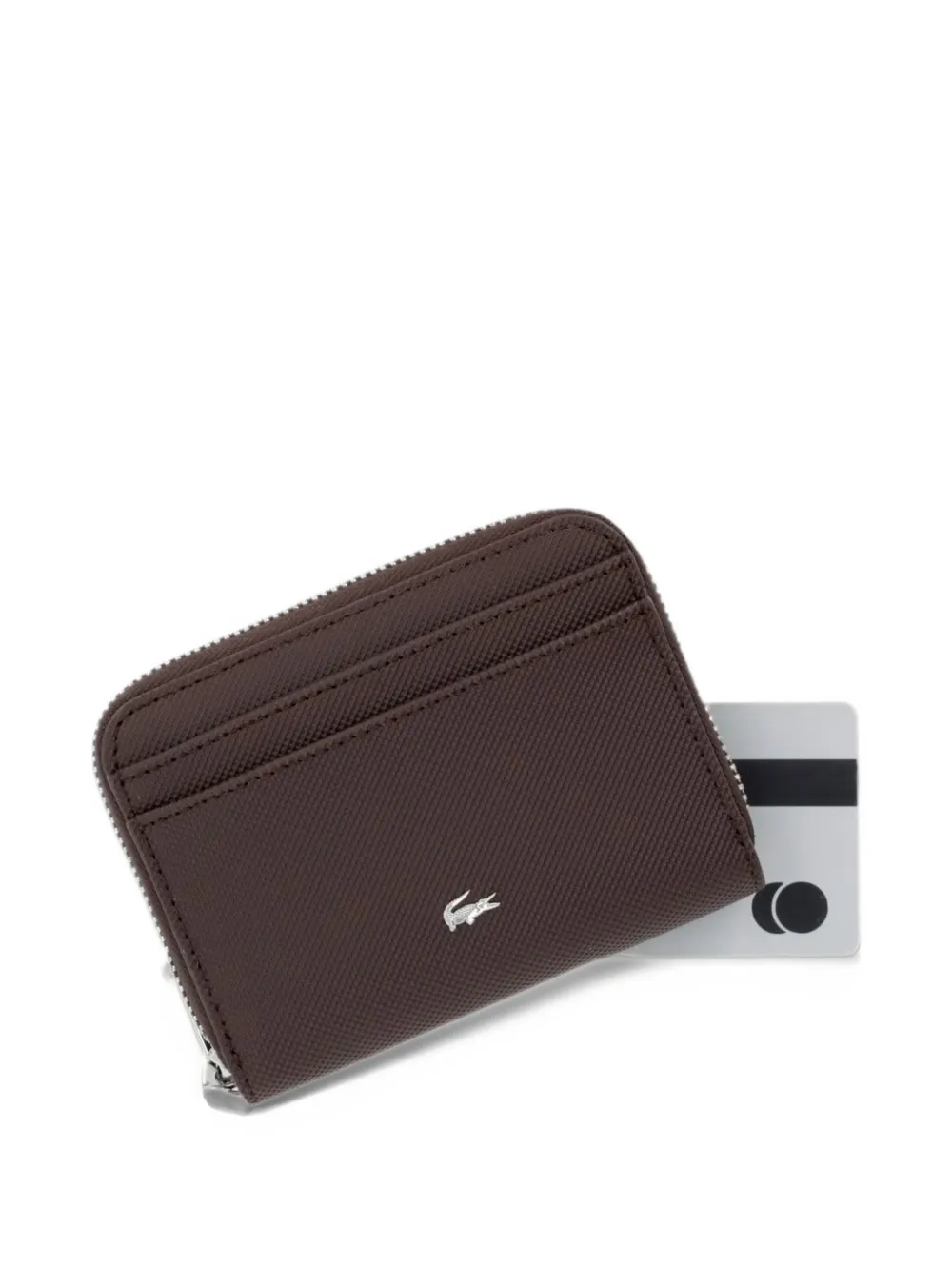 Lacoste Kleine Daily City portemonnee met logo-plakkaat en rits Bruin