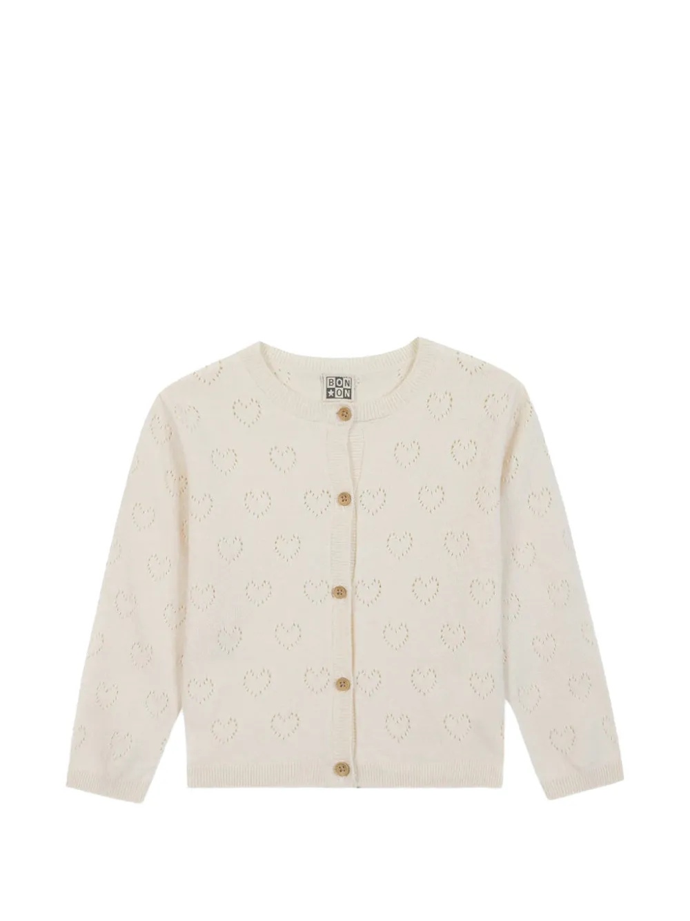 Bonton Lilou heart-pointelle cardigan - Bianco