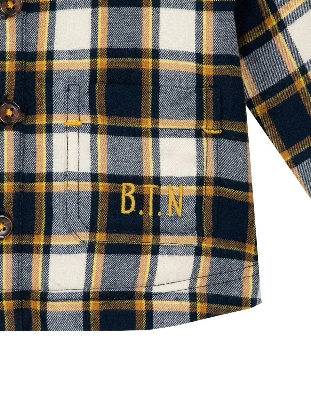Bonton Piloti check-print shearling-collar jacket Blauw