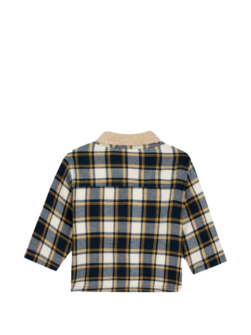 Bonton Piloti check-print shearling-collar jacket Blauw
