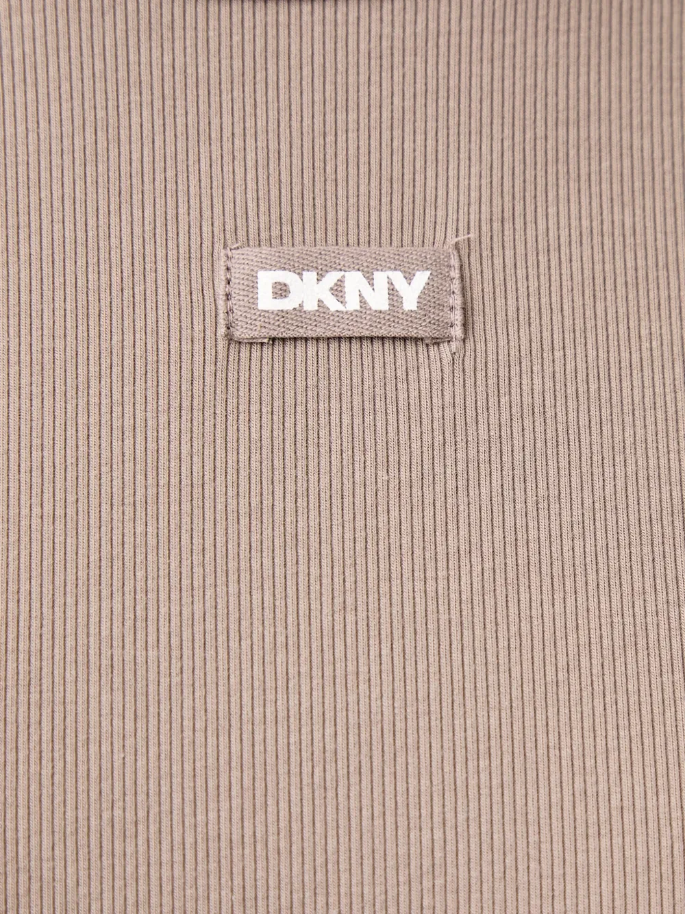 DKNY ribbed-knit logo-patch T-shirt Grijs