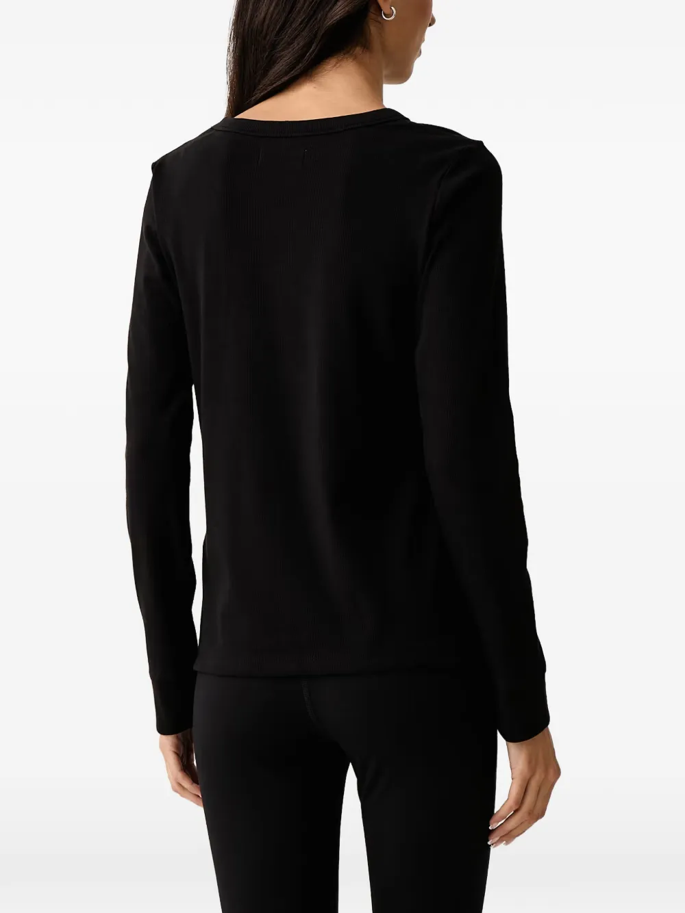 DKNY logo-patch ribbed T-shirt Zwart