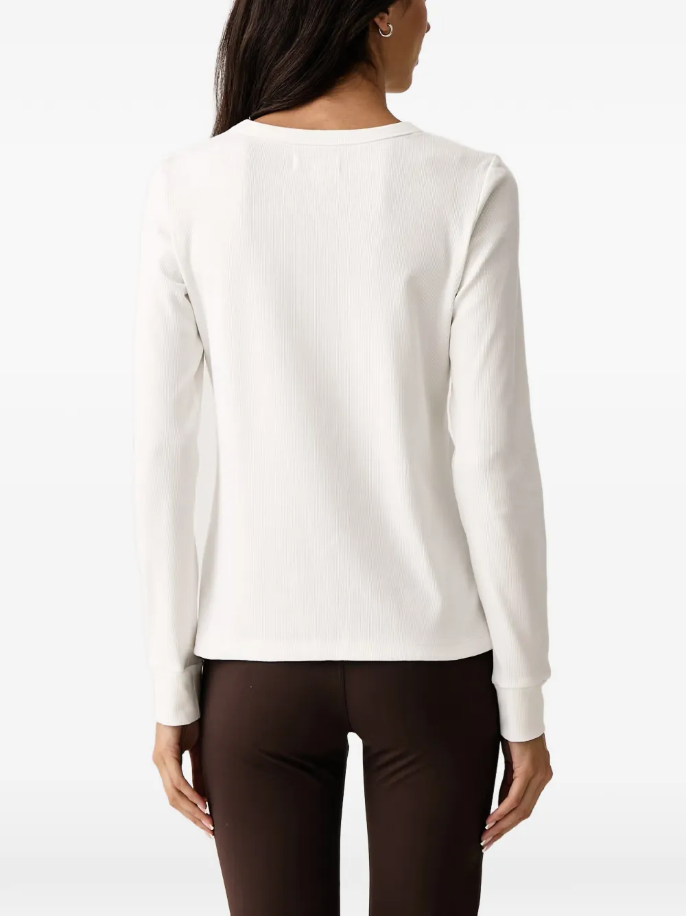 DKNY ribbed-knit logo-patch T-shirt Wit