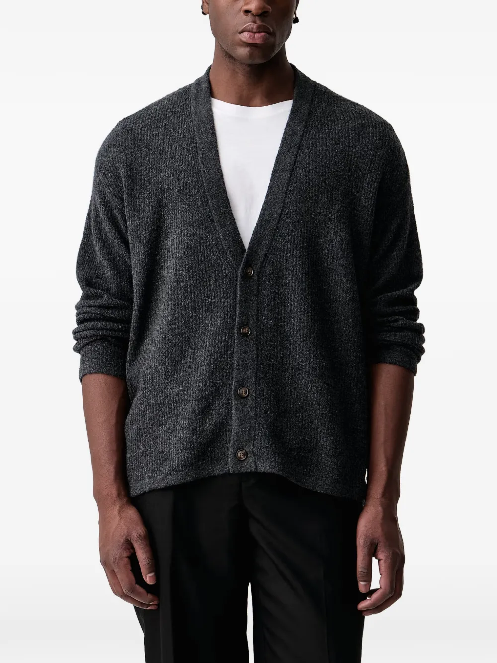 American Vintage Damsville V-neck ribbed cardigan - Grigio