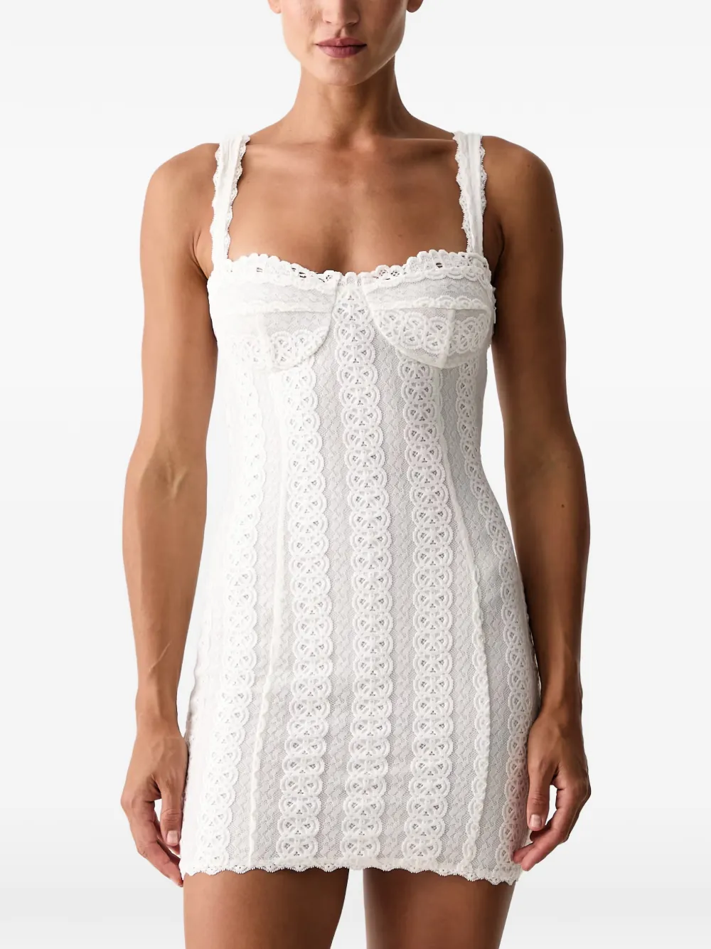 Charo Ruiz Ibiza Danira lace-panelled corset-style mini dress - Blanc