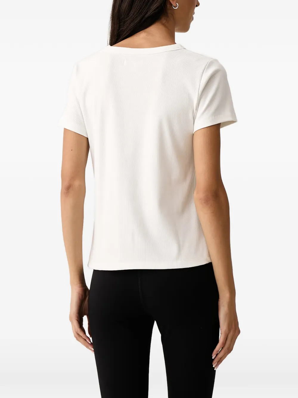 DKNY ribbed-knit logo-patch T-shirt Wit
