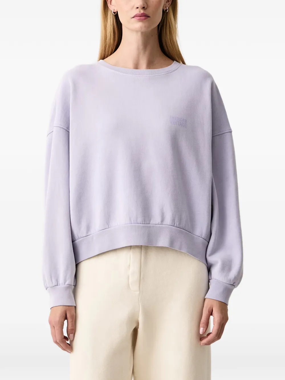 American Vintage Jitbay logo-print drop-shoulder sweater Paars