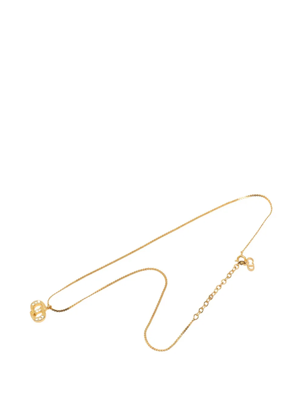 Christian Dior Pre-Owned 20th Century Gold Plated Strass CD Logo Pendant Necklace costume necklace