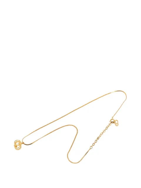 Christian Dior Pre-Owned 20th Century Gold Plated Strass CD Logo Pendant Necklace costume necklace