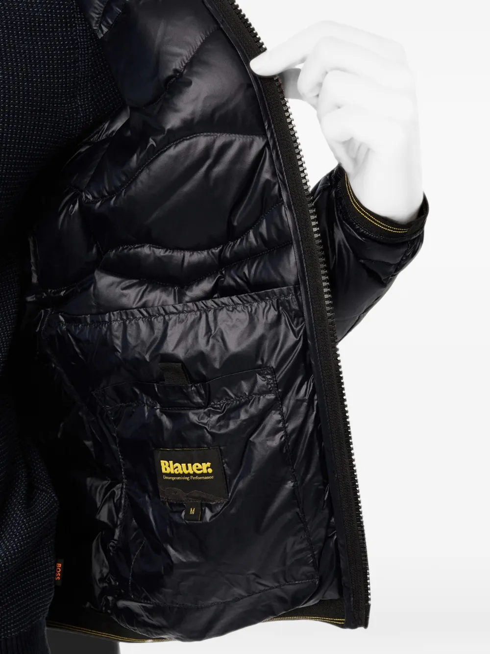 Blauer Wave quilted hooded jacket Blauw