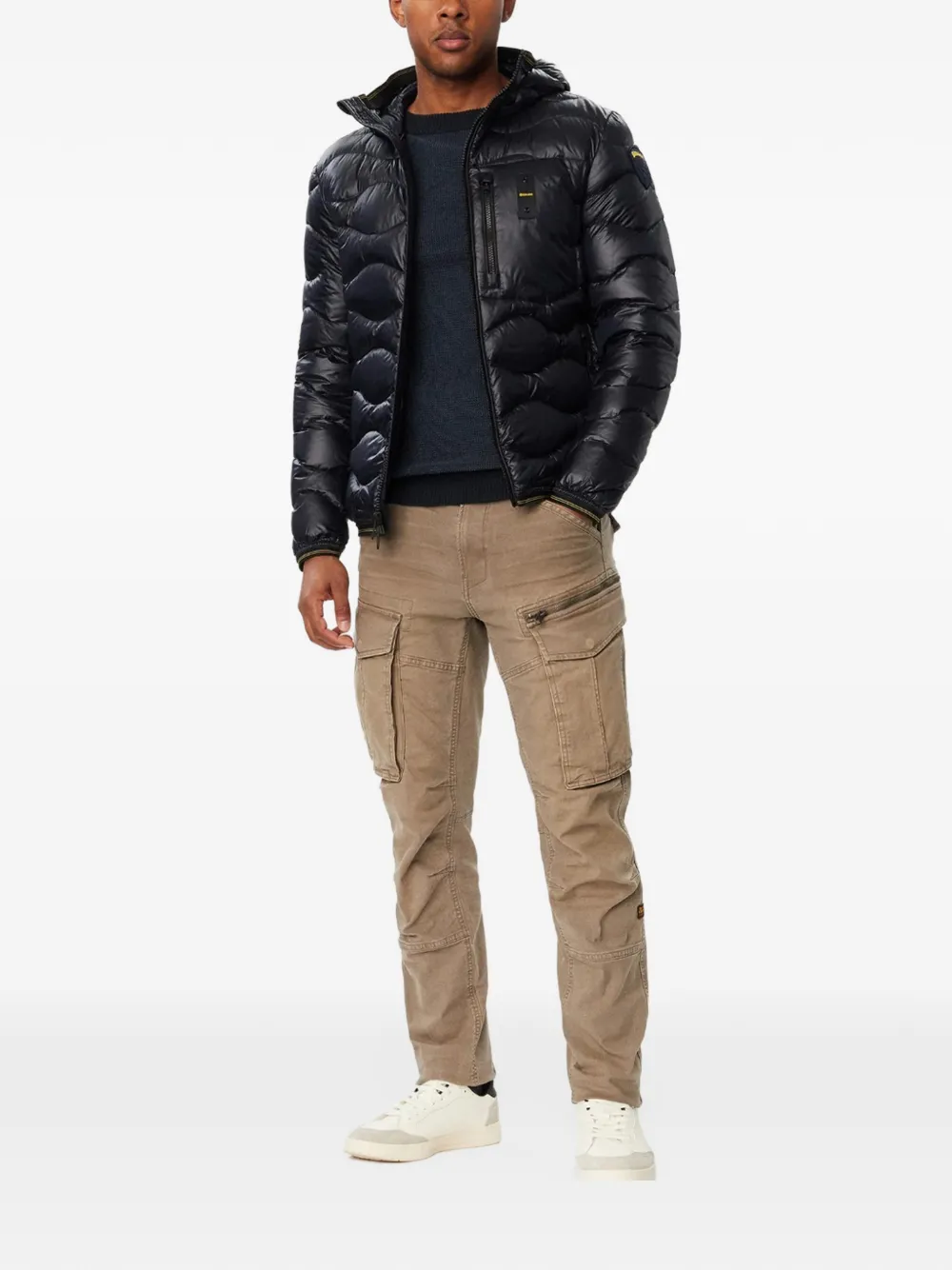 Blauer Wave quilted hooded jacket Blauw