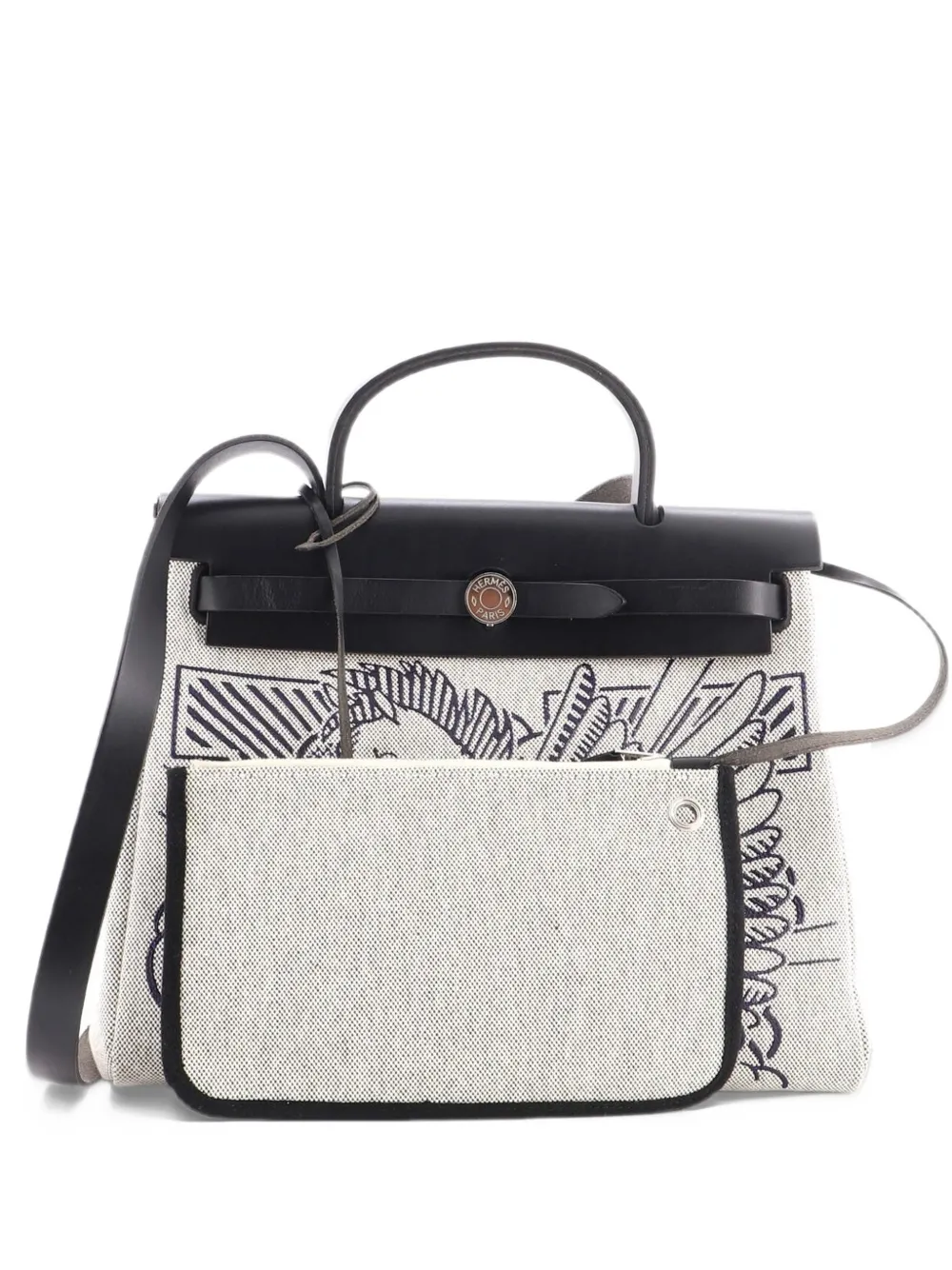 Hermès Pre-Owned Herbag Zip Pegase Pop Toile and Leather 31 shoulder bag - Black