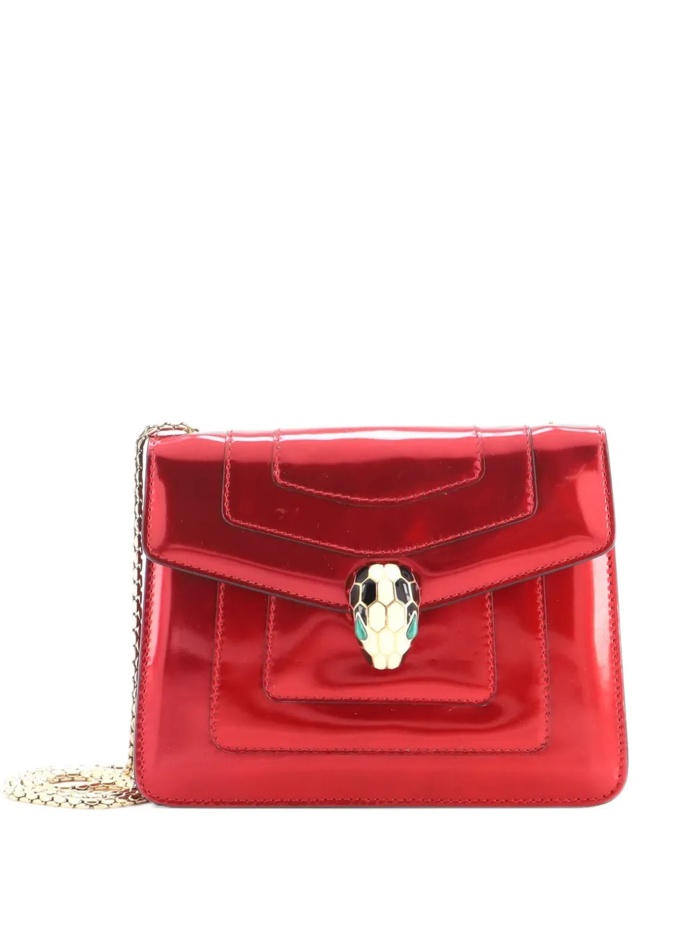 Bvlgari Pre-Owned Serpenti Forever Square Metallic Leather Small shoulder bag - Rosso