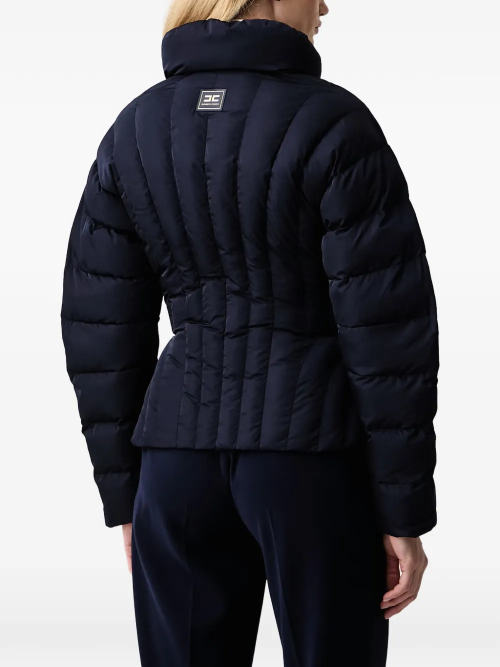 Elisabetta Franchi quilted corset-style down jacket Blauw