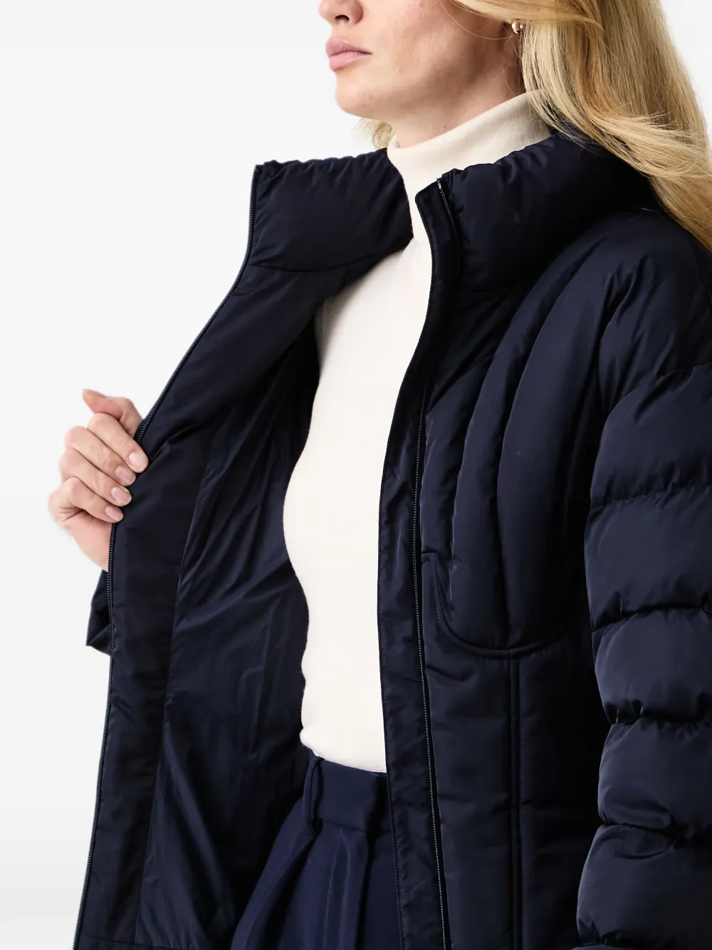 Elisabetta Franchi quilted corset-style down jacket Blauw