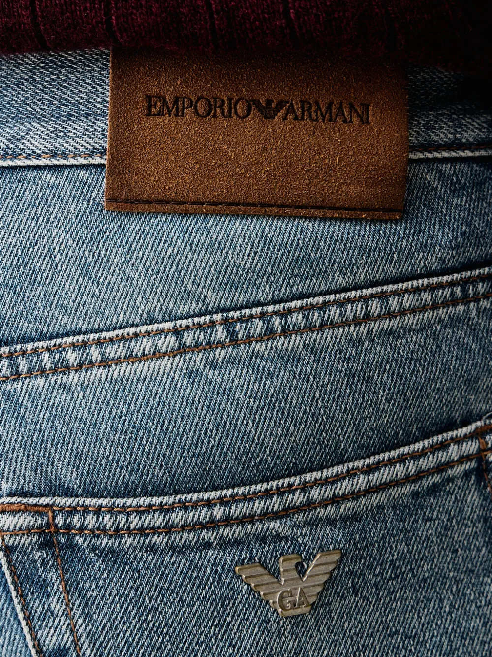Emporio Armani logo-patch belt-loop jeans Blauw
