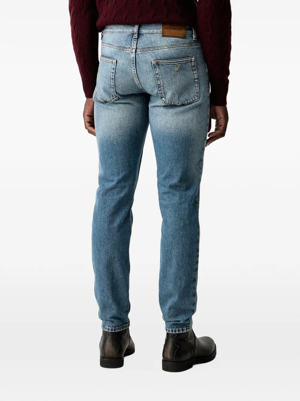 Emporio Armani logo-patch belt-loop jeans Blauw