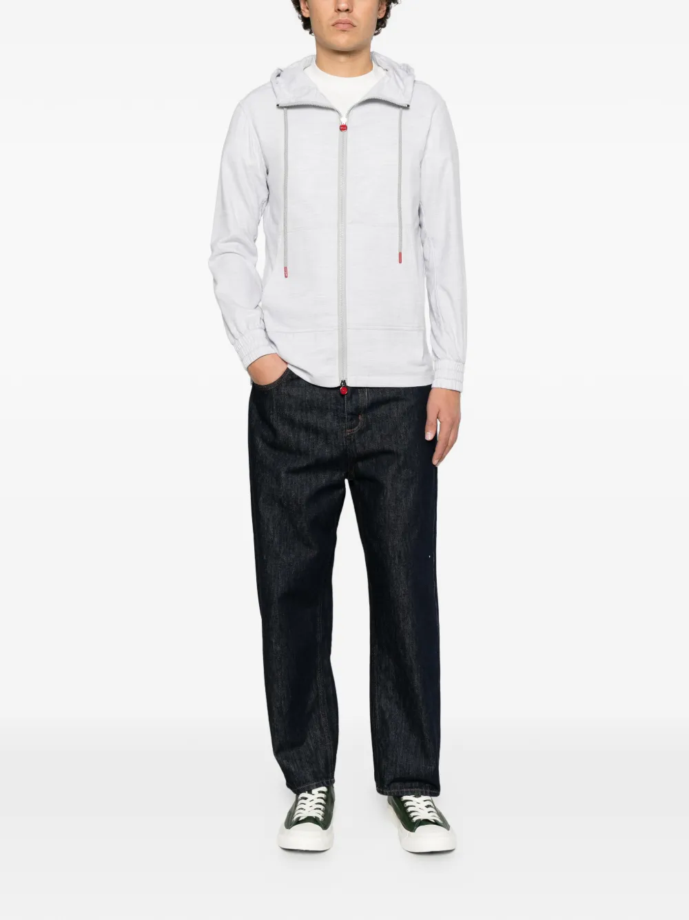 Kiton Hoodie met rits Grijs