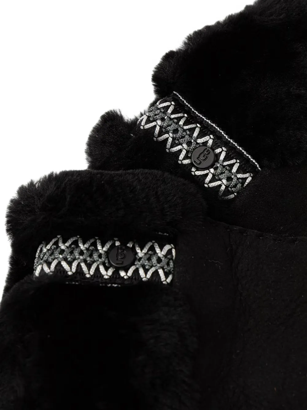 UGG sheepskin braid gloves Zwart