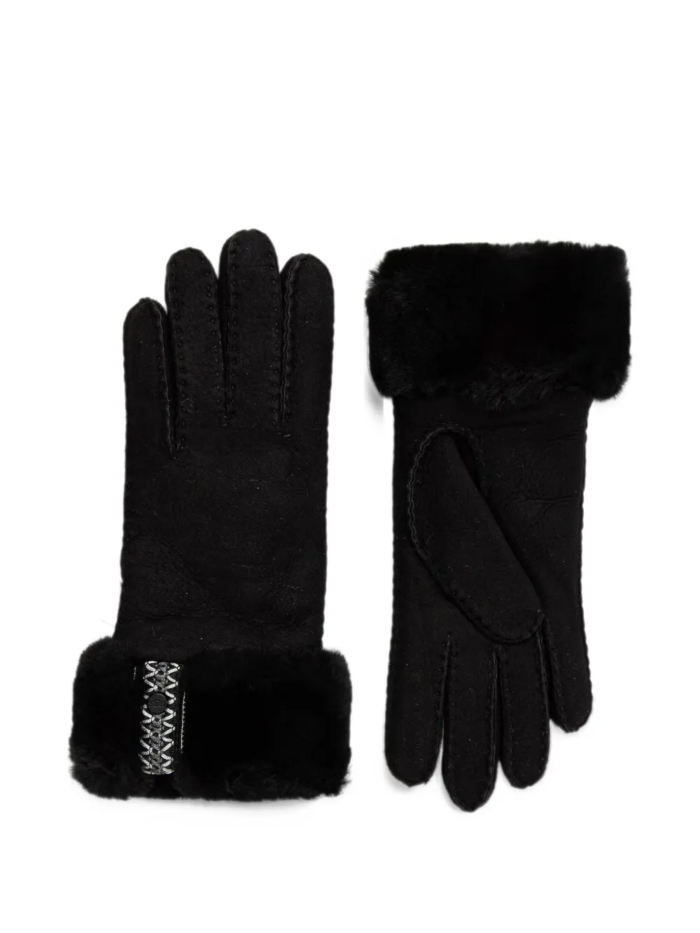 UGG sheepskin braid gloves Zwart
