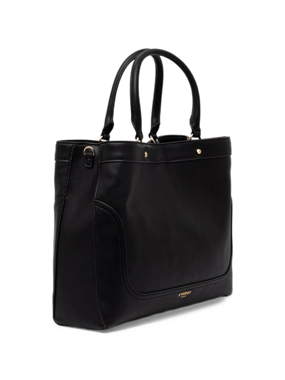 TWINSET logo-plaque shoulder-strap tote bag Zwart