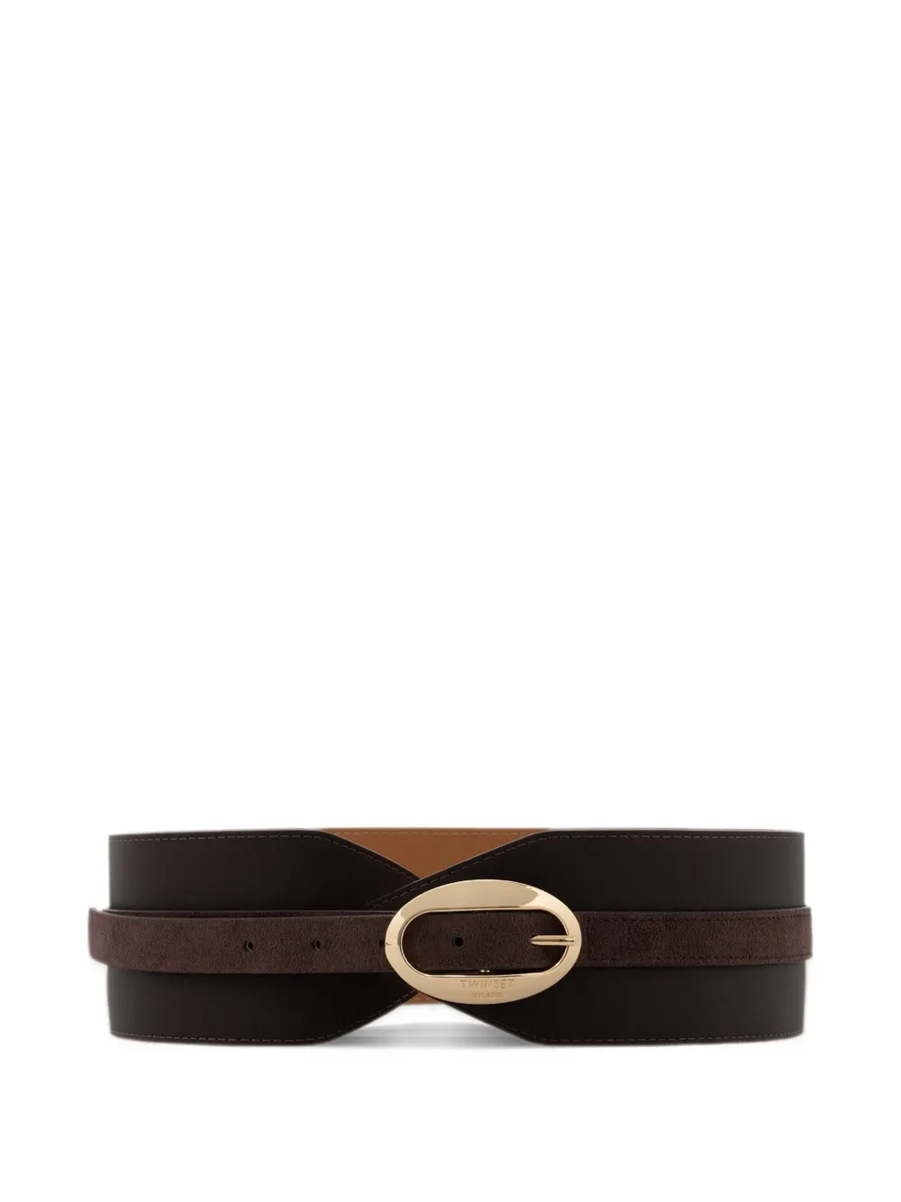 TWINSET layered buckled belt - Marrone