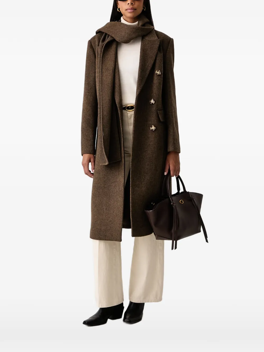 TWINSET velour wool cloth coat - Brown