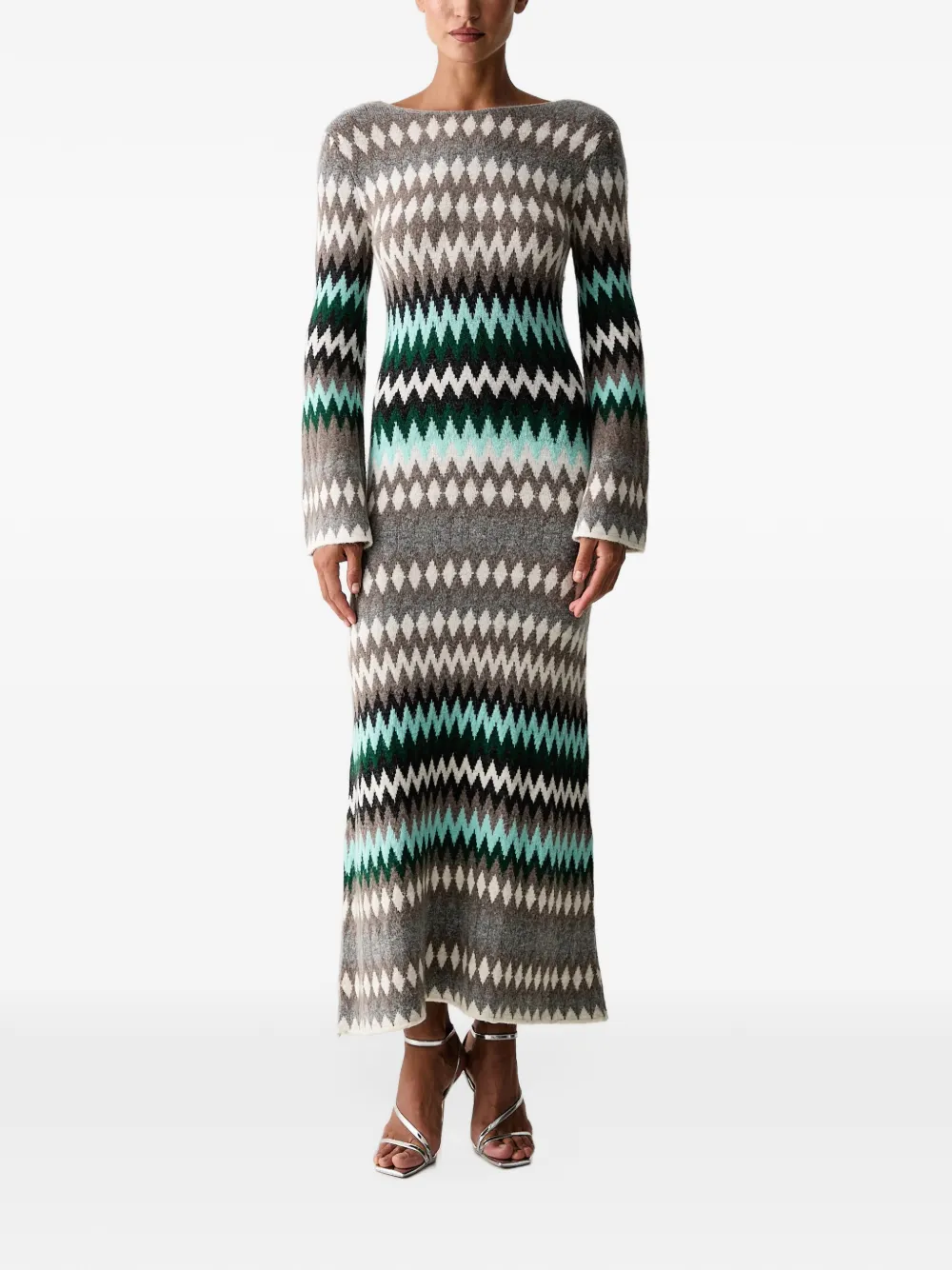 TWINSET dual-use long jacquard knit dress Grijs