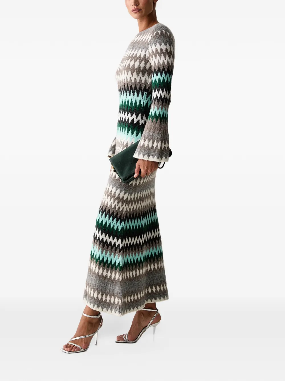 TWINSET dual-use long jacquard knit dress Grijs