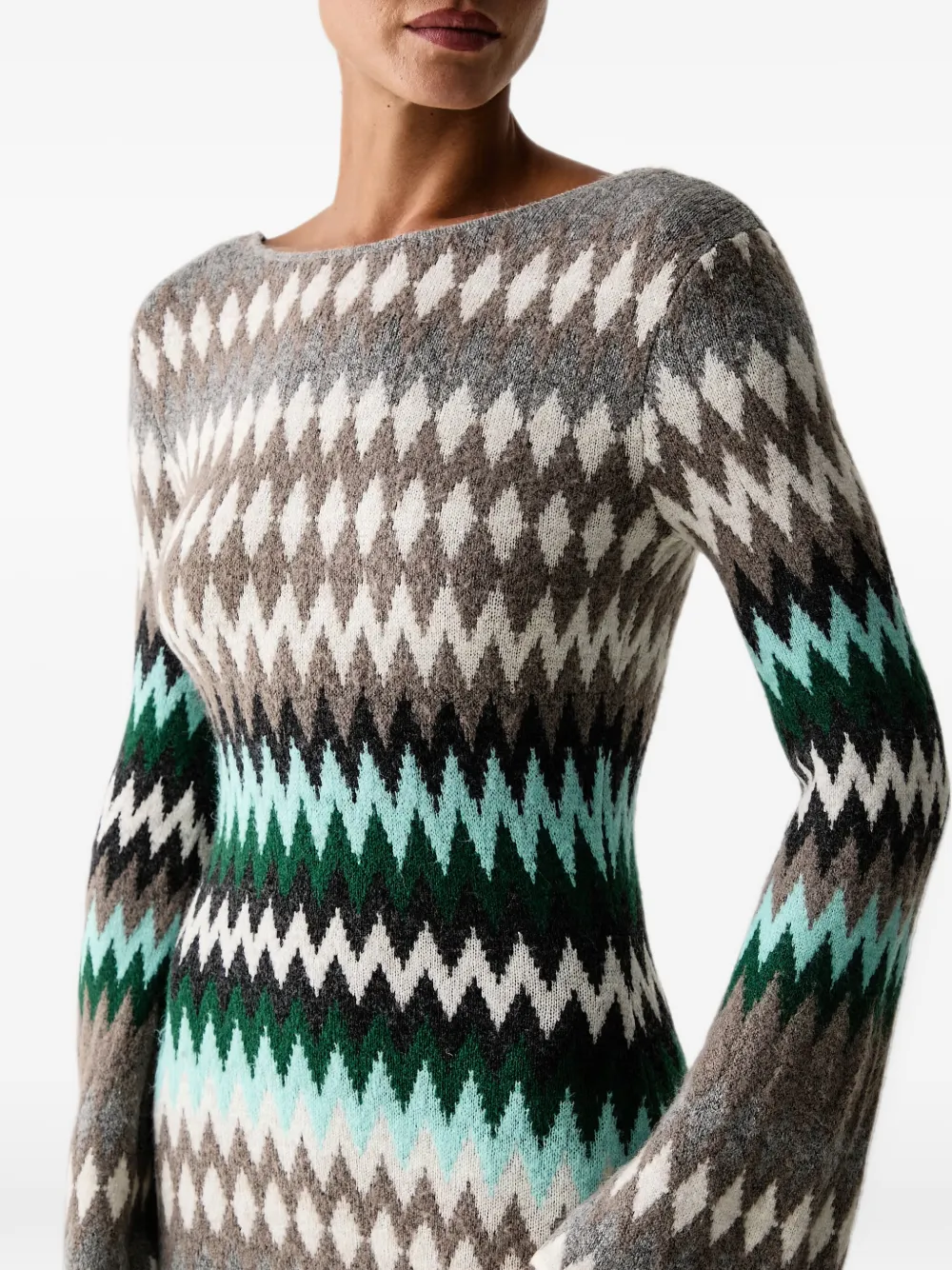TWINSET dual-use long jacquard knit dress Grijs
