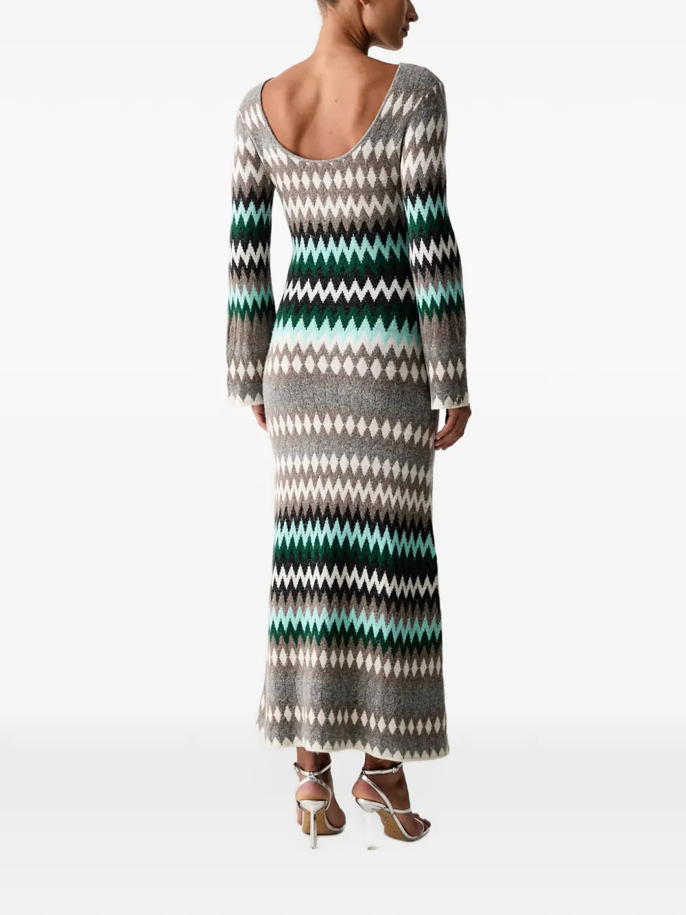 TWINSET dual-use long jacquard knit dress Grijs