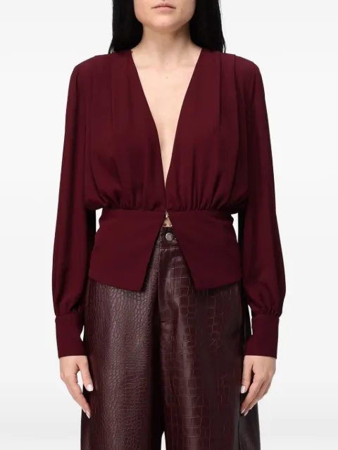 Hanita plunging gathered-waist blouse